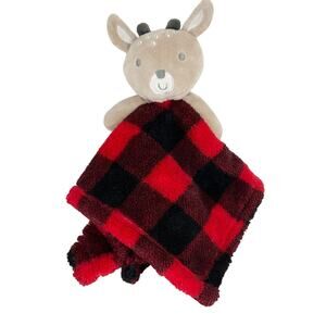 Sandy & Simon Red Buffalo Plaid Reindeer Lovey Security Blanket Plush